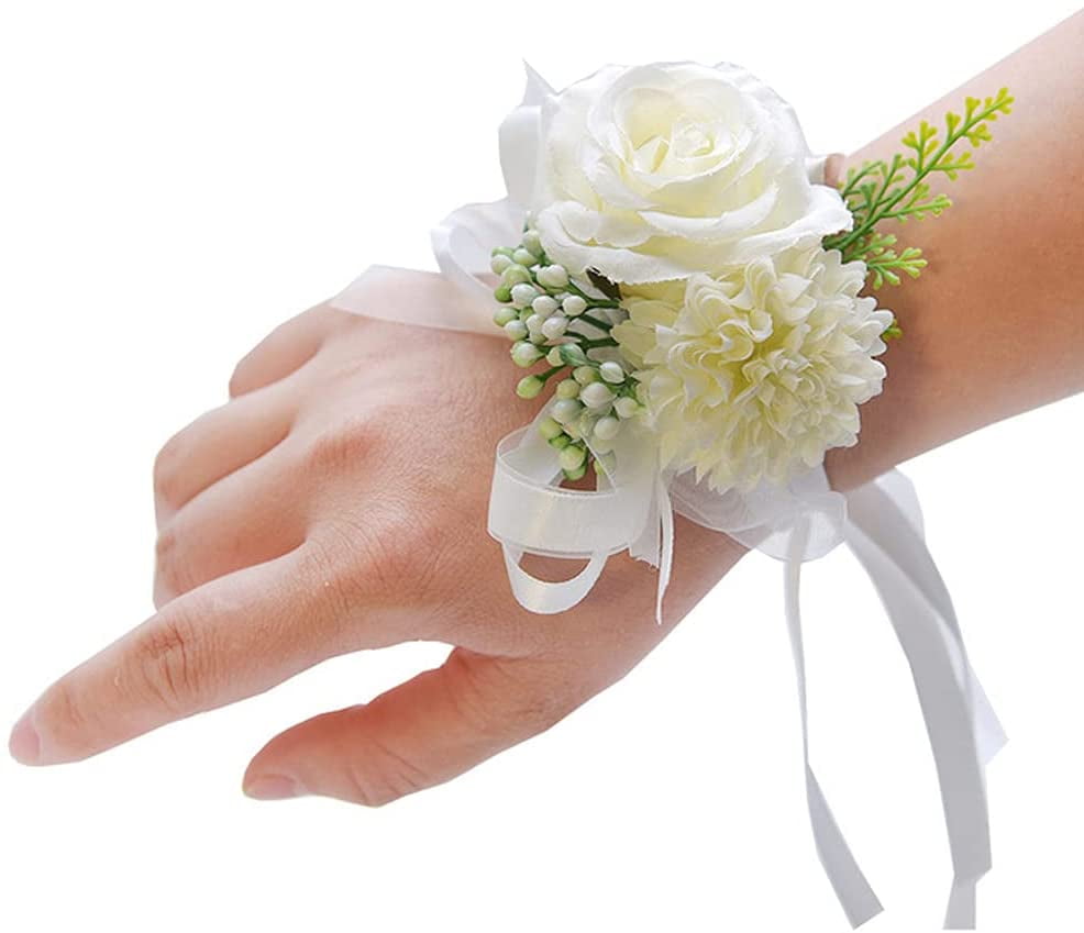 Details about   Silk Rose Wrist Flower Corsage Bracelet Wedding Groom Boutonniere Party 