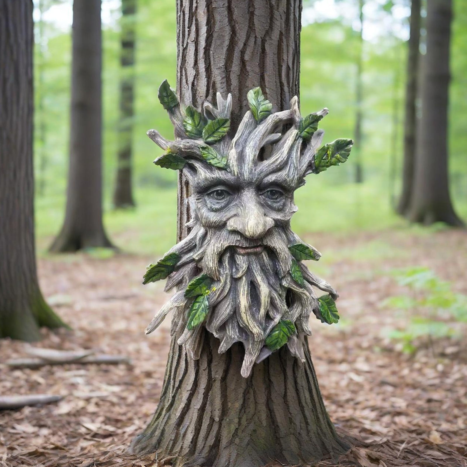 Halloween Tree Face Resin Wall Sculpture Outdoor Garden Yard Patio Decor Spooky Ornament with Realistic Carving Details for Holiday Gift