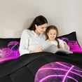 thumbnail image 4 of Manfei Boys Basketball Twin Bedding Sets, Teens Sports Bedding Comforter Set, Pink Gradient Basketball Court Sheet Sets, Ultra Soft Home Decor Reversible 7 Pieces, 4 of 8
