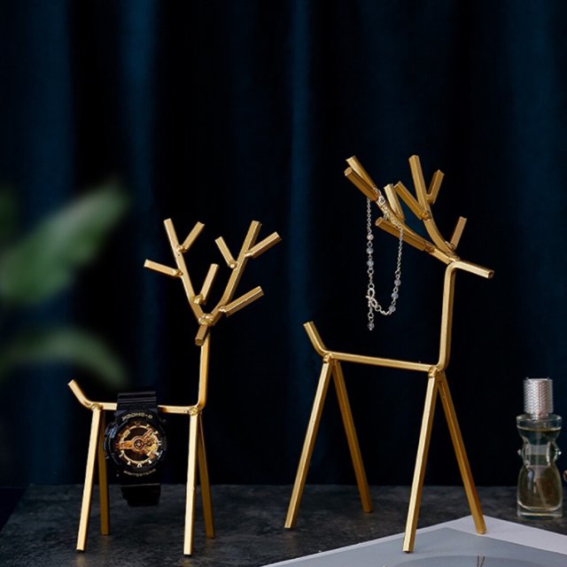 Langgg Jewelry Storage Rack Large Capacity Multifunctional Display Stand Delicate Decoration Organizer Household Living Room Deer Jewelry rack Small