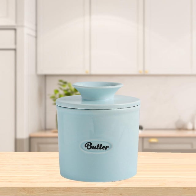 Mantenedor de a mano creativo Soporte de almacenamiento untable fresco para encimera Fácil limpieza para lavavajillas Azul Soledad encargado de la mantequilla