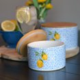 thumbnail image 3 of WHW Whole House Worlds Key West Lemon Storage Canisters, Set of 2, Bamboo Tops, Stoneware, Blue, White and Yellow, 6 Inches, for Coffee Tea Spices, 3 of 8