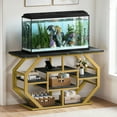 thumbnail image 2 of Uforic 55-75 Gal Aquarium Stand with Power Outlet – Faux Marble Fish Tank Stand for Turtle Tank, Reptile Terrarium, 860 lbs Capacity - Black & Gold, 2 of 10