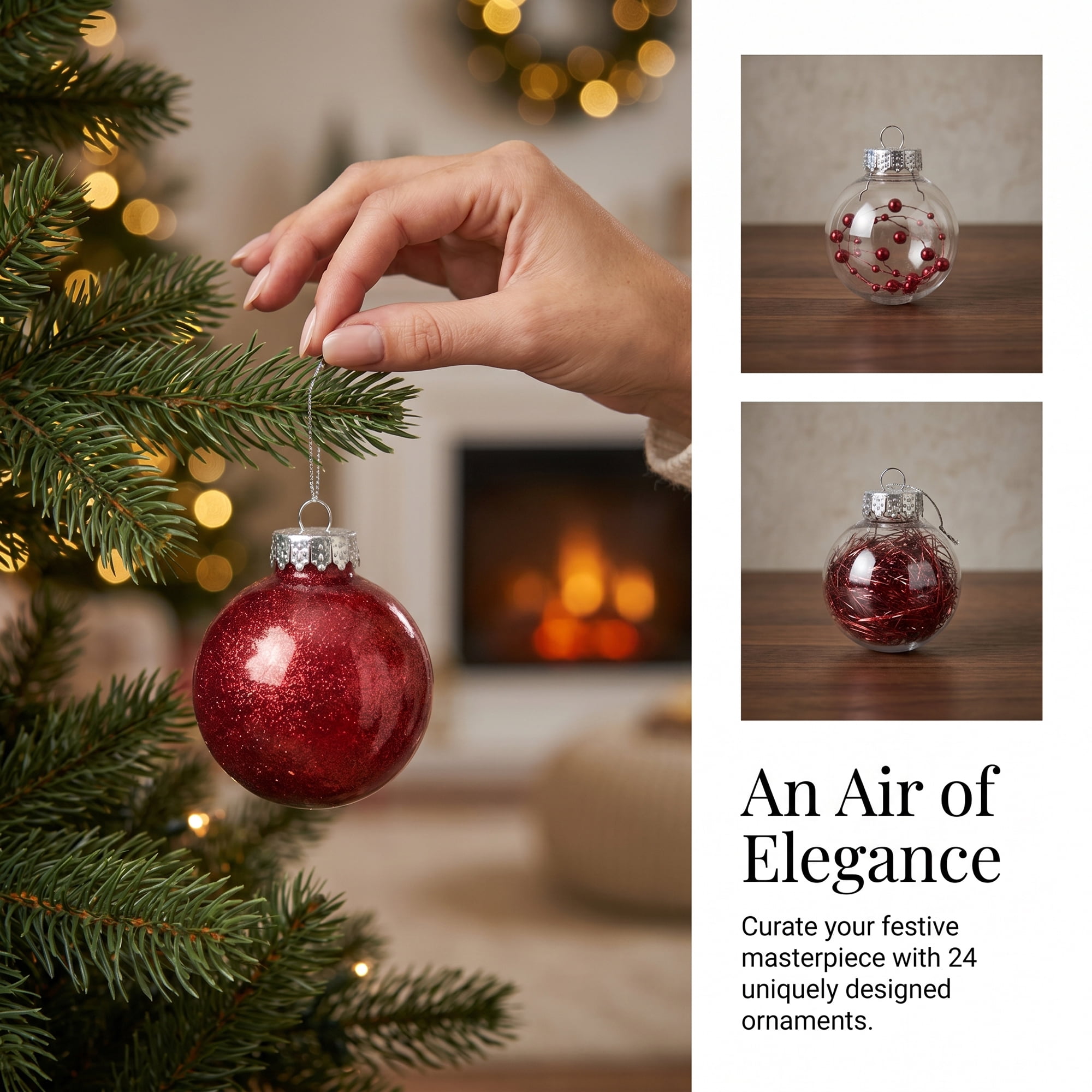 Unique Bargains Christmas Tree Ornaments - 24 Pack Baubles Shatterproof Balls Claret 2.4"