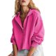 thumbnail image 3 of Sudadera Holgada Informal de Larga con Capucha para Mujer, Color Liso, Estilo Otoño Rosa Roja S, 3 of 9