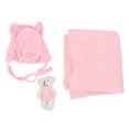 thumbnail image 1 of 3 piezas de atrezos para fotografía de bebés, manta suave para fotos de recién nacidos, sombrero de muñeca, disfraz para niños pequeños, color rosa, 1 of 5