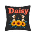 thumbnail image 4 of Set of 2 18x18in Throw Pillow Covers with Vibrant Floral Design - Sunflowers & Daisies on Dark Background Perfect for Couch Bed Car, 4 of 8