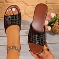 thumbnail image 4 of PiGOGI Women's Croc Embossed Mules Open Toe Wedge Heel Non-Slip Comfortable Slide Sandals Summer Plus Size Black 5.5, 4 of 9
