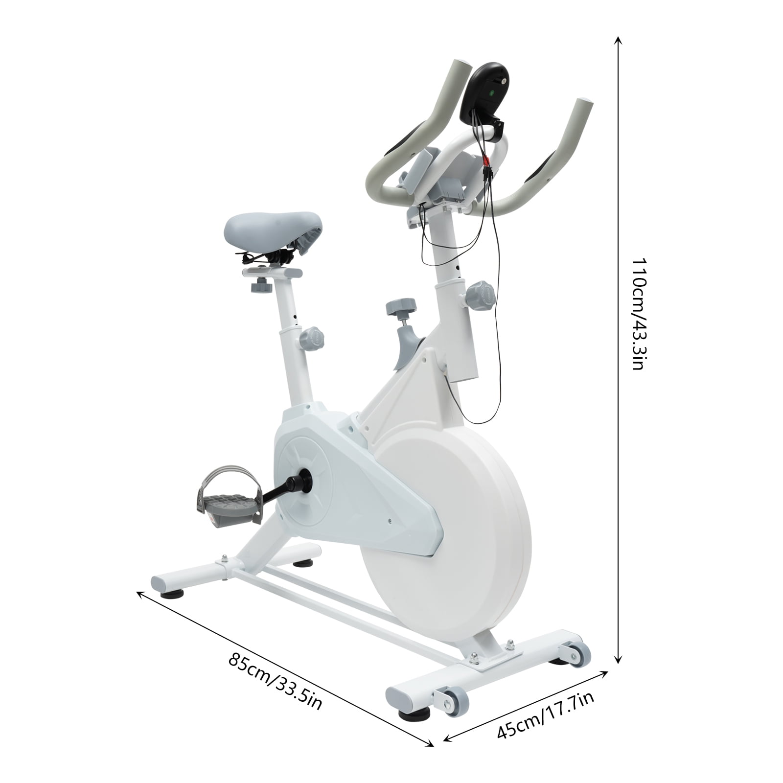 Wildnix Adjustable Resistance Exercise Bike with Wool Pad Silent Braking, Phone Holder, and Electronic Display for Home Workouts