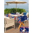 thumbnail image 5 of Outdoor Tablecloth with Umbrella Hole for Patio/Picnic/Party/Camping, 4th of July Waterproof Table Cloth Rectangle Table Cover Washable, Independence Day Patriotic Flowers Cats Navy Blue (60"x 84"), 5 of 9