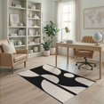 thumbnail image 2 of ODIKA 4'x6' Washable Area Rug Black Cream Geometric Balance Artistic Design Elegant Symmetry in Minimalist Abstract for Home Office, Under Desk, Non-Slip Chair-Friendly, Flatwoven, 2 of 7