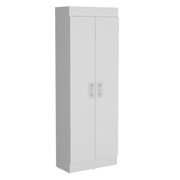 Nmkwnr 2 Doors Kitchen Cabinet with 5 Internal Shelves, 67" H Pantry Cabinet for Living Room, Kitchen, White