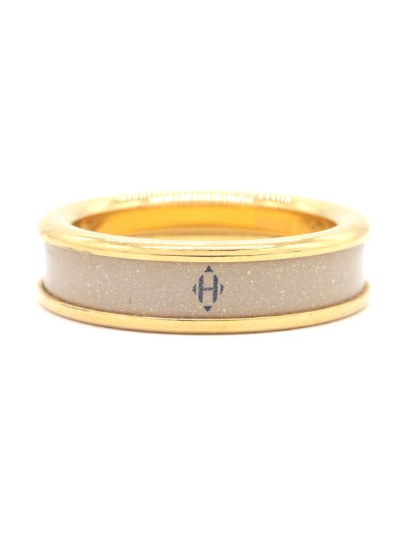 Pre-Owned Hermes Glitter PM Ring H405316 Marron Glacé Doré Metal Enamel Size 55 H Diamant...