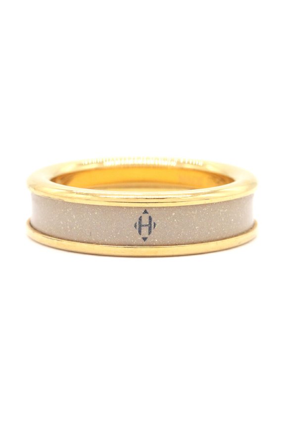 Pre-Owned Hermes Glitter PM Ring H405316 Marron Glac Dor Metal Enamel Size 55 H Diamant...