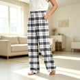 thumbnail image 2 of YUANxueke Plaid Pants for Girls Boys Elastic Waist Straight Leg Comfy Pants with Pockets,Black,4-5 Years, 2 of 6