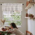 thumbnail image 5 of Beige Valances for Windows Farmhouse Kitchen Curtains Valances Rod Pocket Valance Curtains for Kitchen Windows Farmhouse Simple Abstract Striped Wooden Grain Window Valances for Bathroom 42"x12", 5 of 6