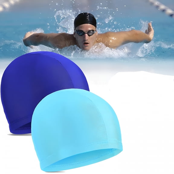 TELOLY 2 Pack Swim Caps for Women Men, High Elasticity Spandex Fabric Swimming Caps for Long/Short Hair, Comfortable Swim Hats