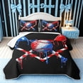 thumbnail image 2 of meiyoeat Patriotic Cross Baseball Bed Spread Queen for Boys, Red Blue USA Flag Drip Queen Coverlet Set, 3-Piece, 1 Comforter and 2 Pillowcases, 2 of 7
