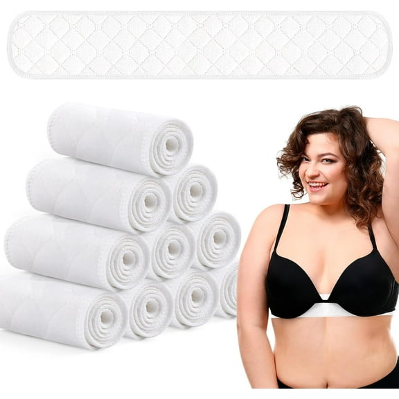 20pcs Bra Liners for Sweat, 3 Layer Washable Rectangle Cotton Under Breasts Pads for Women Absorb Sweating, 18 x 3 Inch