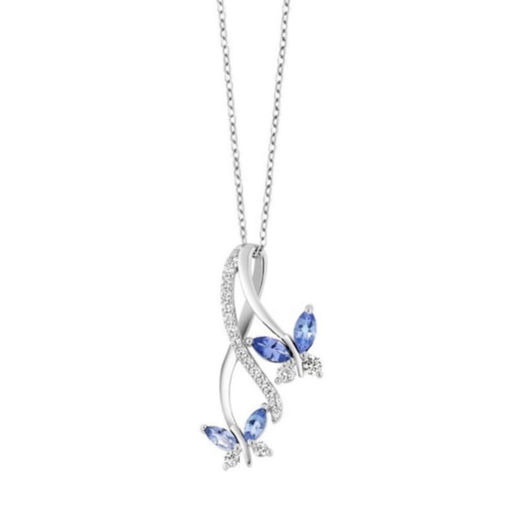 RSKK Necklace Sterling Silver Butterfly Necklace with Crystals From Anniversary Birthday Butterfly Gifts for Butterfly Lovers Fine Butterfly Jewelry Gifts for