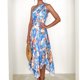 thumbnail image 1 of Vestido Plisado Vestido elegante para mujer, sin espalda, con estampado floral, traje de playa holgado (azul S) Ygjytge para Mujer Azul T S, 1 of 6