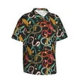 thumbnail image 3 of Xecao Snake And Flower print Hawaiian shirt - a stylish short-sleeve button-down for men, perfect for casual beach and tropical outings., 3 of 9
