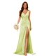thumbnail image 3 of Vestidos de dama de honor con cuello en V y cintura fruncida de satén plisado vestido de fiesta formal YMS277, 3 of 5