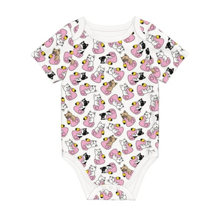 

Matuu French Bulldog Duck for Baby Short-Sleeve Bodysuit Soft Cotton Comfortable and Breathable Perfect for Newborns and Infants