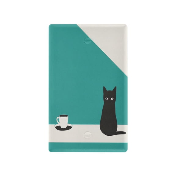 Yayeee Blank Wall Plate Cover 1-Gang 4.5"x2.7" Home Unused Decorative Outlet, Black Cat and Coffee