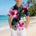 thumbnail image 6 of NOEGOEU Boys Button Down Hawaiian Shirt Short Sleeve Beach Shirt Kids Graphic Tees Tops 5-14 Years (Hot Pink,12-13 Years), 6 of 6