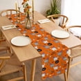 thumbnail image 3 of Orange Halloween Table Runner - 120 Inch Long, Kitchen Dining Table Runner Dresser Scarves, Cat Bat Ghost Pumpkins Farmhouse Decor for Coffee Tables Wedding Party Banquet, 3 of 8