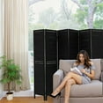 thumbnail image 3 of Dovelina 6 Panel Wood Room Divider, 5.6Ft, Freestanding Louvered Folding Privacy Screen, Black, 3 of 8