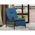 thumbnail image 2 of Patio Recliner Chair with Extendable Footrest, Adjustable Reclining Chair with Padded Cushions and Metal Frame, Outdoor Lounge Chair for Poolside Garden Lawn, Navy, 2 of 7