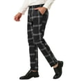 thumbnail image 4 of INSPIRE CHIC Men's Plaid Dress Pants Slim Fit Checked Printed Trousers 34 Black, 4 of 7