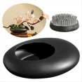 thumbnail image 1 of Juego de Jarrones de Cerámica Sentimental, Cuenco para Arreglos Florales con Forma de Guijarro y Soporte para Tallo de Rana con Forma de Rana de 2 Pulgadas, Color Negro, 1 of 6