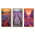 thumbnail image 2 of Designart "Lavender Fields Sunset Glow I" Lavender Framed Wall Art Set Of 3 - Purple Traditional Frame Canvas Set For Living Room Decor, 2 of 6