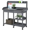 Alden Design Wooden Garden Potting Bench Work Bench Station Planting Bench with Sink Drawer Rack