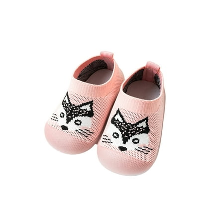

Lumento Girls Sock Sneakers Knit Upper Crib Shoes Slip On Walking Shoe Lightweight Casual Sneaker Gym Elastic Cartoon Pink 6.5C