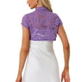 thumbnail image 3 of INSPIRE CHIC Women's Lace Bolero Shrug Stand Collar Button Short Sleeve Shoulder Cover Up M Purple, 3 of 6