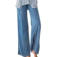 thumbnail image 1 of Xuanfei Women Solid Color High Waist Wide Leg Thin Denim Long Pants, 1 of 4