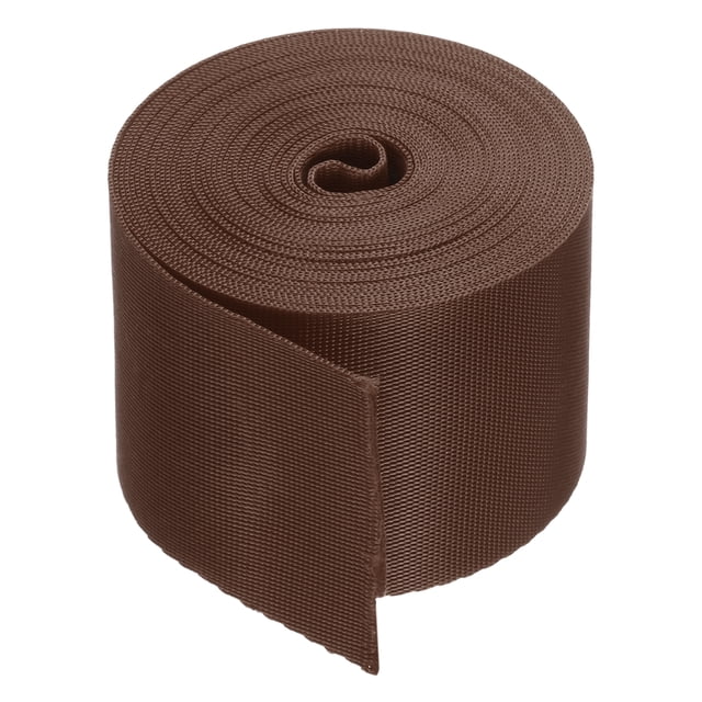 Flat Nylon Webbing Strap 2 Inch 5 Yards Polypropylene Webbing Brown for Backpack, Luggage-rack