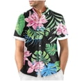 thumbnail image 2 of Mens Manga Corta Botón Abajo Camisas Gira Cuello Impresión Casual Blusa, Camisas de Verano para Hombre, 2 of 5