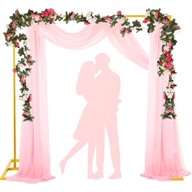 Aro para Globos Cuadrada, Velo, Enredaderas de Rosas Flores, Marco de Soporte de Fondo de Boda, Kit Aro Cuadrado Dorado
