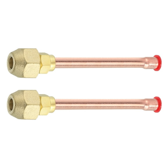 2Pcs Brass Pipe Fittings, 1/4"SAE x 1/4" OD Flare Adapter with Copper Tube