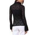 thumbnail image 3 of TOP CASUAL DE MUJER INSPIRE CHIC CON ENCACHE FLORAL Y MALLA TRANSPARENTE CUELLO MOCK NEGRO, 3 of 6
