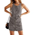 thumbnail image 1 of Vestido de mezclilla Yousify sin mangas con botones para mujer, gris de verano, 1 of 6