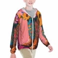 thumbnail image 2 of Cauagu Cowboy Boots With Flowers Print Sun Protection Jacket for Teen,Full-Zipper Long Sleeve Sun Shirts with Pockets UV Hoodie Shirts Outdoor Athletic Jacket-X-Large, 2 of 7