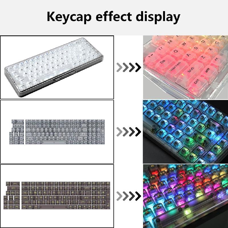 ZPAQI Crystal Transparent PC Keycaps OEM 115 Keys for MX Switcher Keyboards