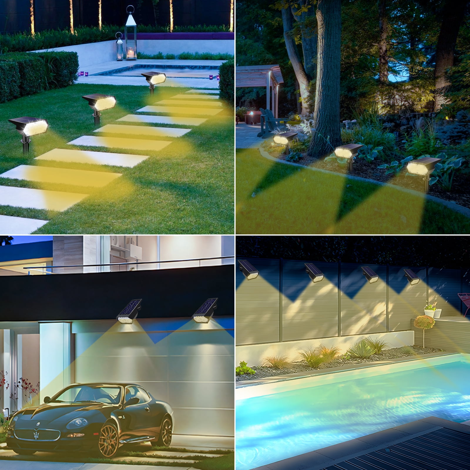 Toodour Solar Lights Outdoor, 49 LED Super Bright Solar Spot Lights with 2 Lighting Modes, Waterproof Solar Powered Landscape Spotlights for Garden Patio Pathway Yard (2 Pack-Warm White)