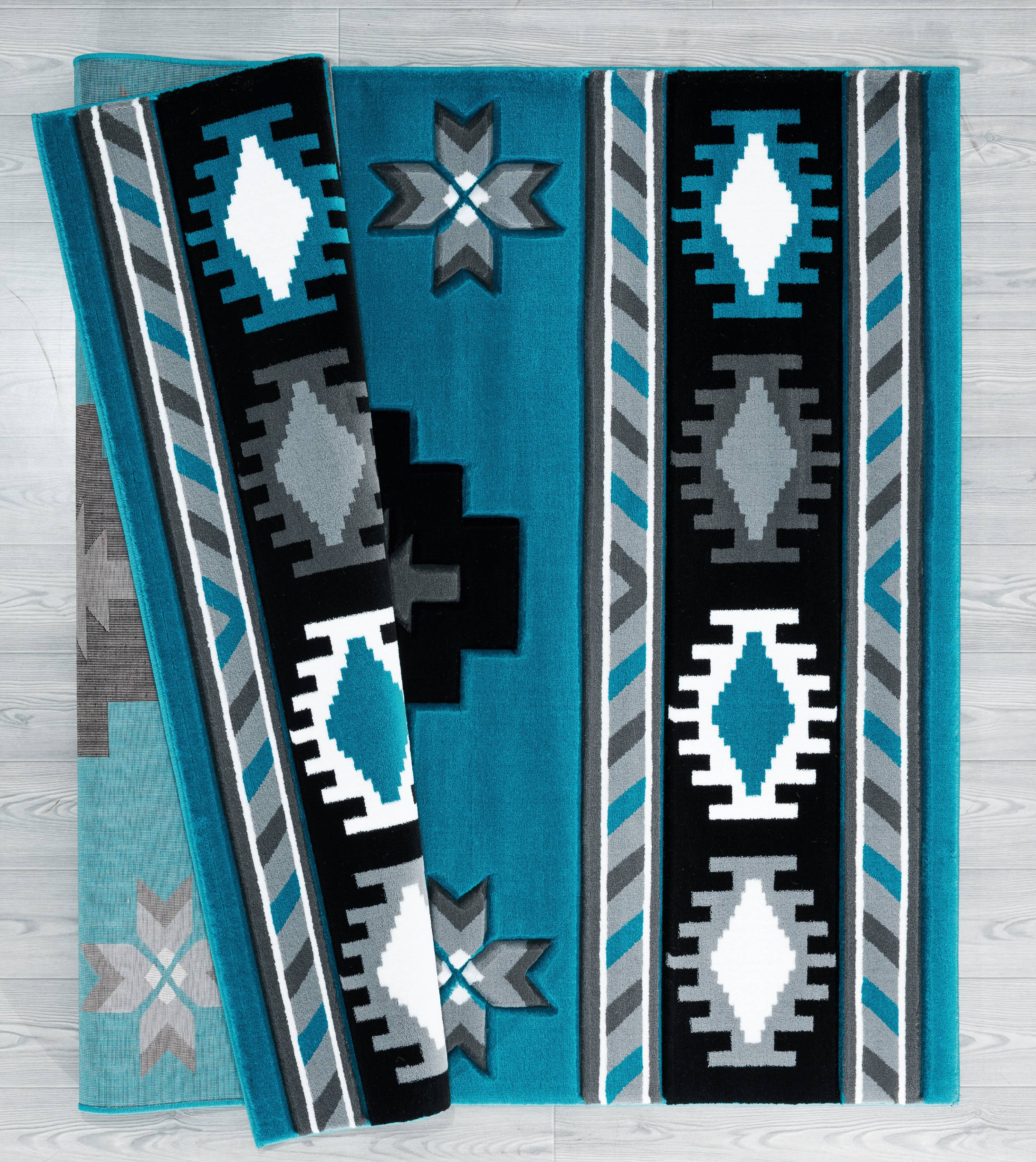 United Weavers Drachma Volos Southwestern Geometric Area Rug, Turquoise, 7'10" x 7'10"